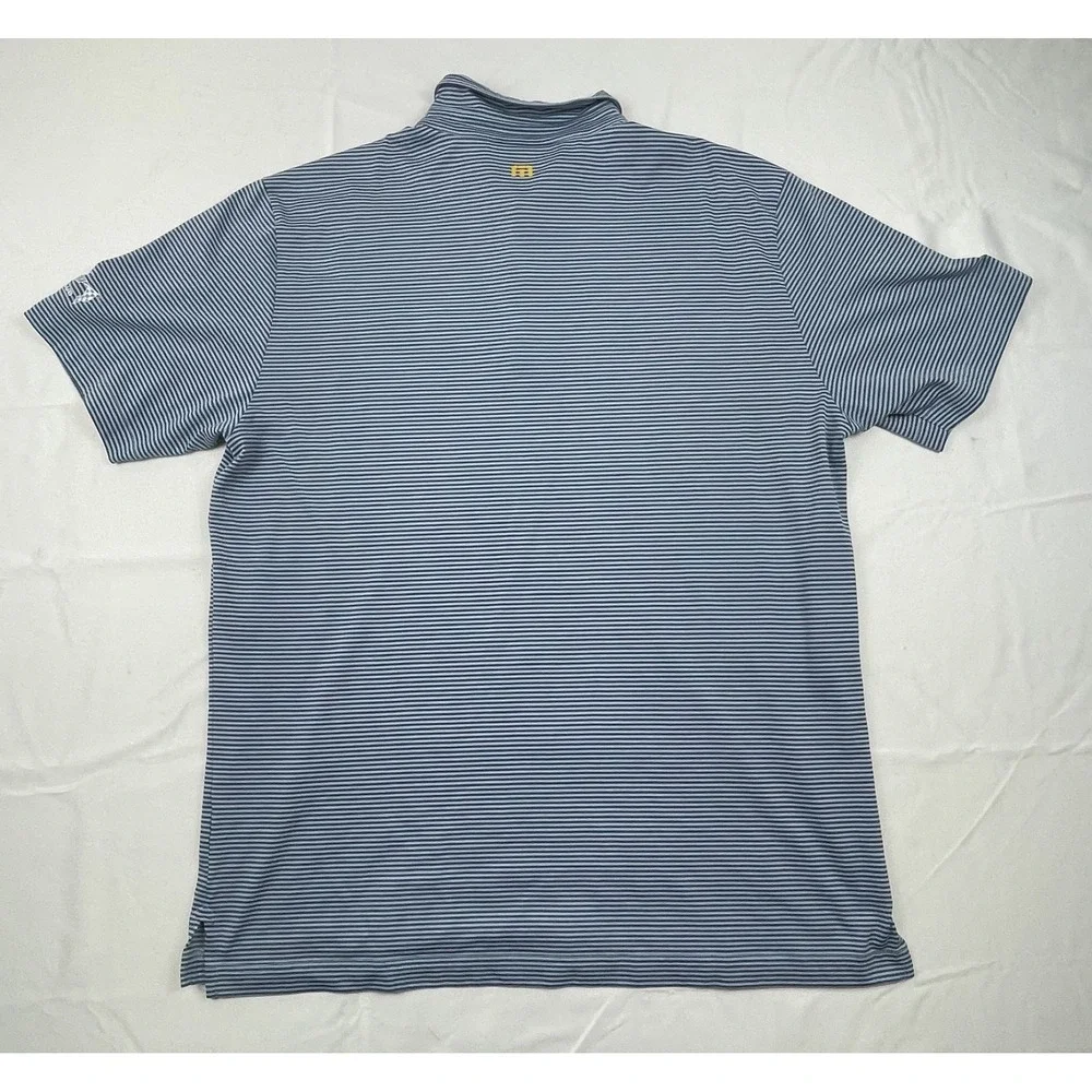 TRAVIS MATHEW POLO SHIRT MENS XL BLUE GREY STRIPED GOLF POLO SHORT SLEEVE CLUB